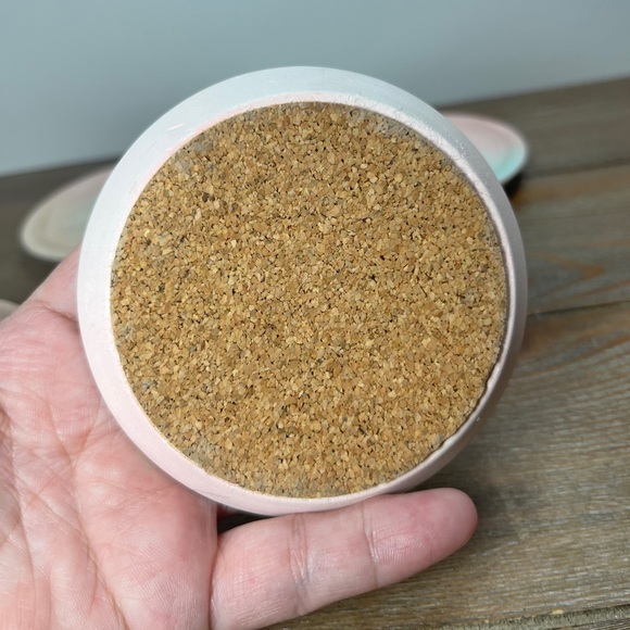 Vintage Circus Clown Coaster Set With Holder 6 Chalk ware/ Ceramic 80’s Pastel - Picture 10 of 13